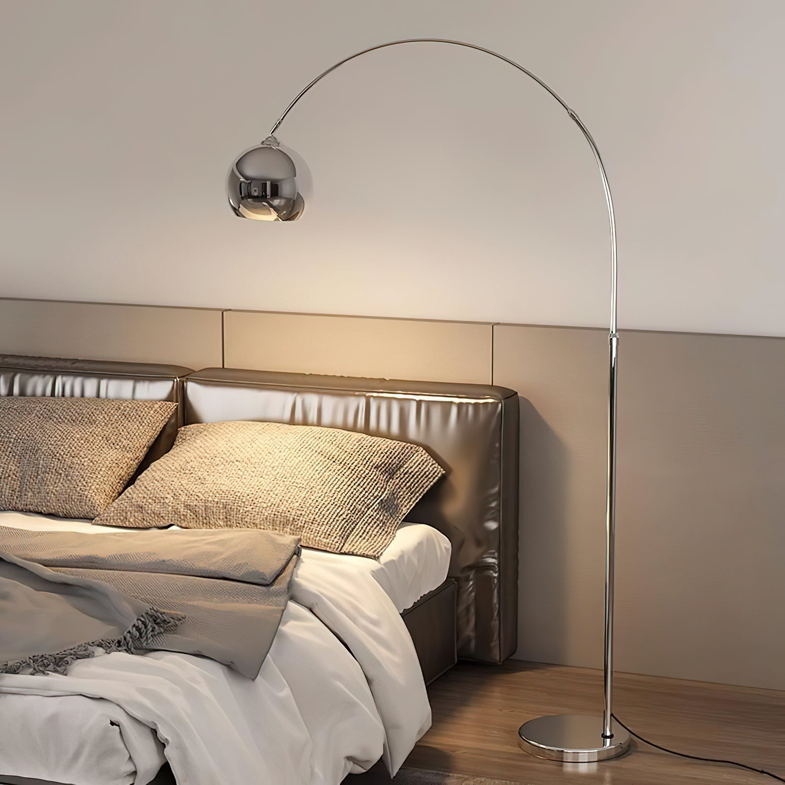 Verstelbare Vloerlamp Metaal Zwart Chroom Wit Telescopische Arm Leeslamp Modern Design | Sansoti