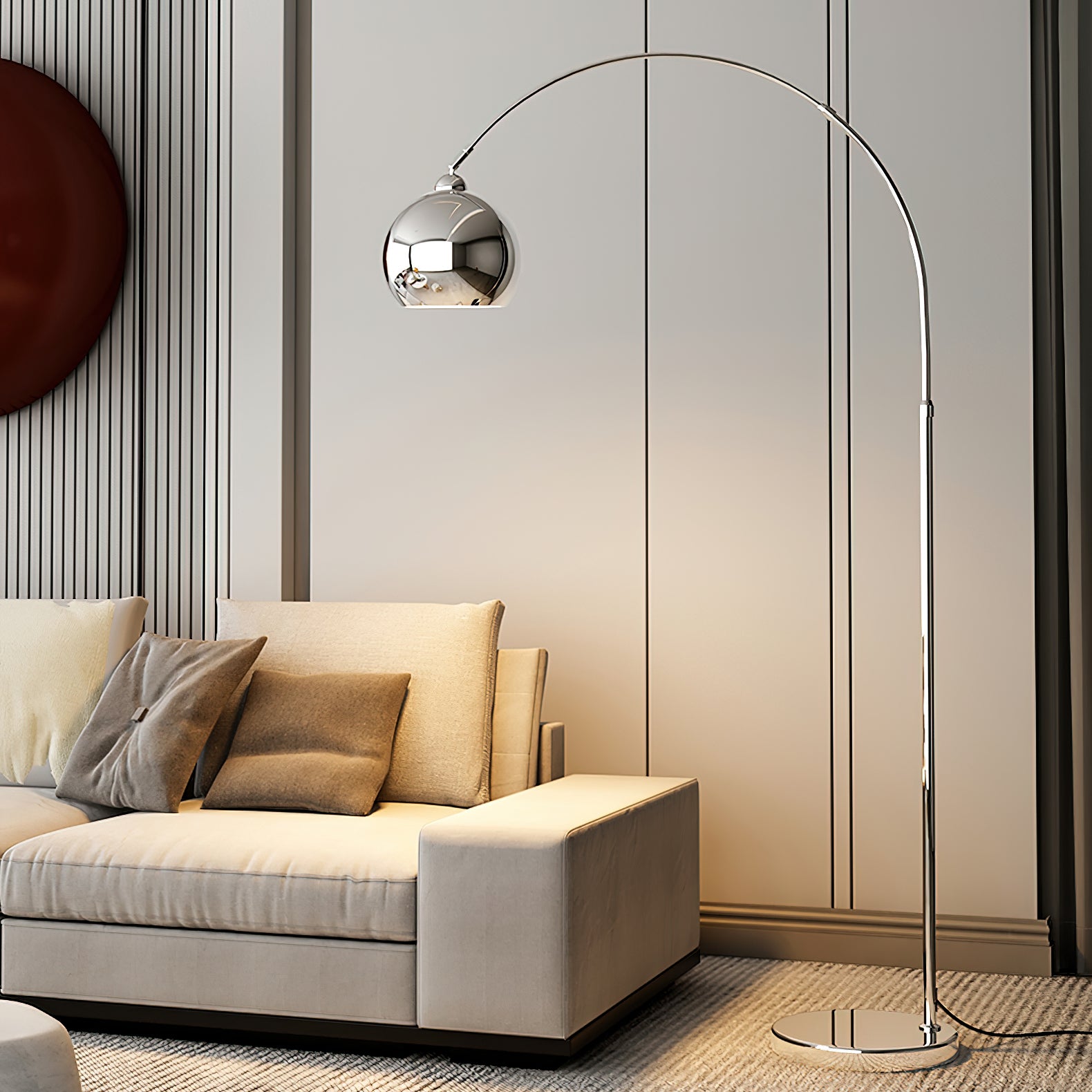 Verstelbare Vloerlamp Metaal Zwart Chroom Wit Telescopische Arm Leeslamp Modern Design | Sansoti