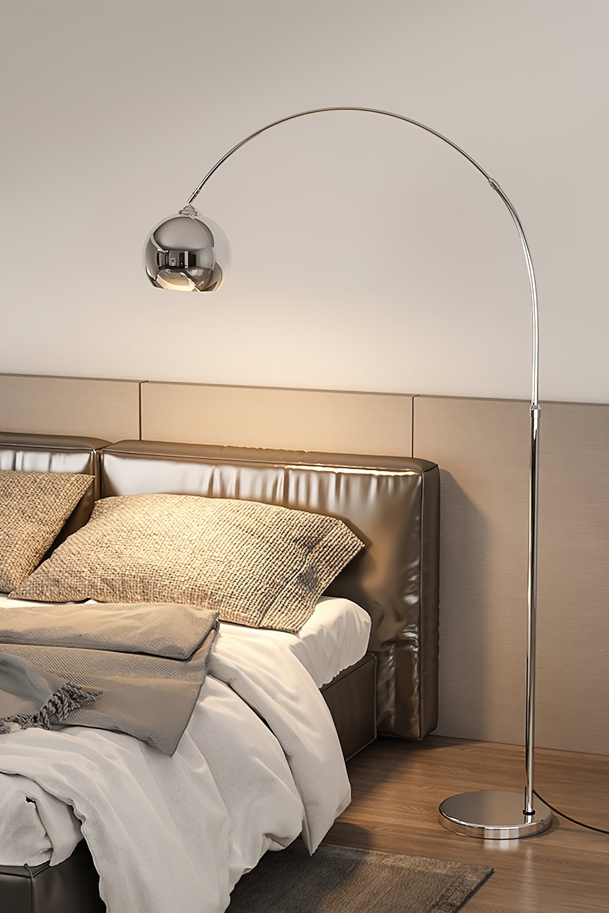 Verstelbare Vloerlamp Metaal Zwart Chroom Wit Telescopische Arm Leeslamp Modern Design | Sansoti