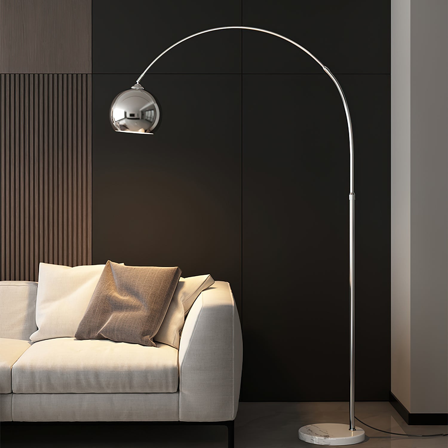 Verstelbare Vloerlamp Metaal Zwart Chroom Wit Telescopische Arm Leeslamp Modern Design | Sansoti