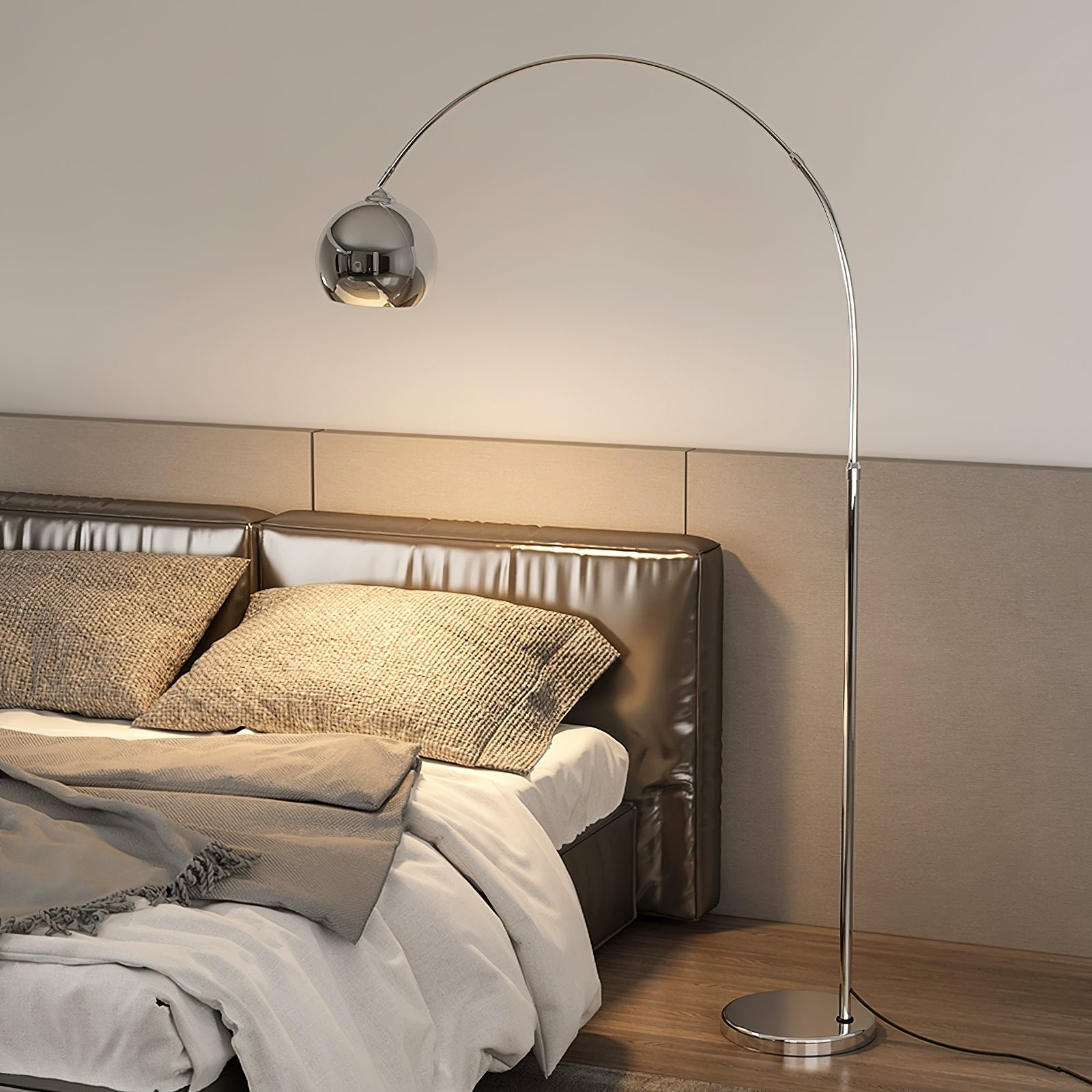 Verstelbare Vloerlamp Metaal Zwart Chroom Wit Telescopische Arm Leeslamp Modern Design | Sansoti