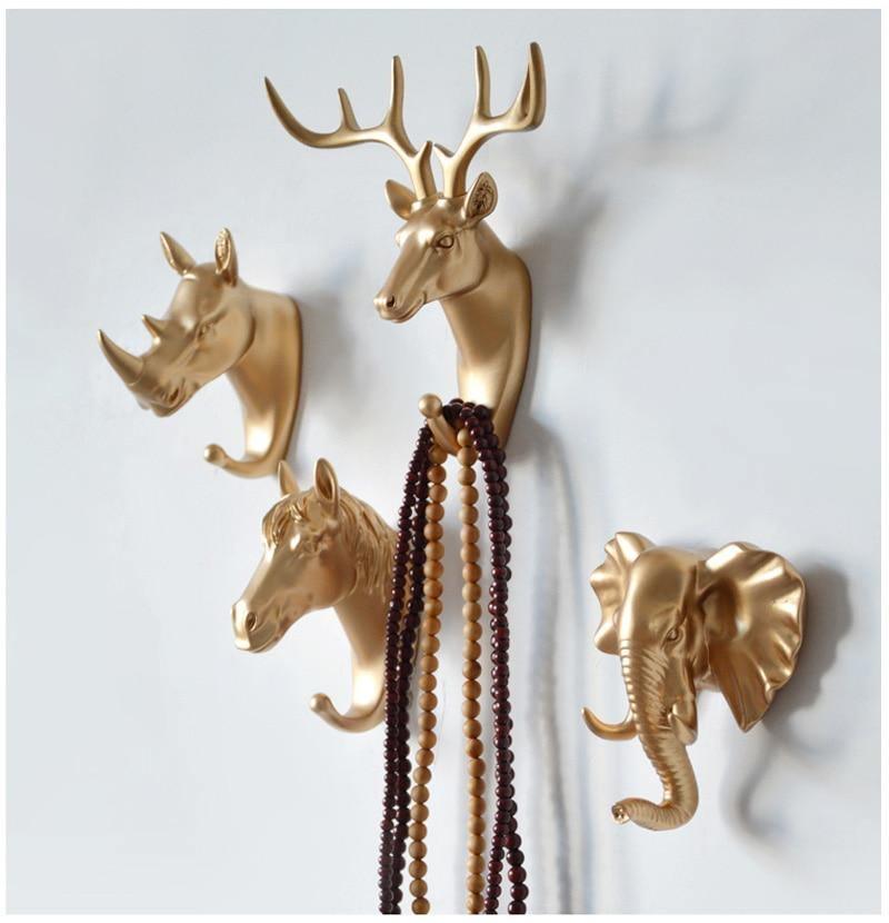 Wandhaken dieren resin goud decoratief kapstok haak hal badkamer sleutelhouder sieraden ophanghaken muur | Sansoti