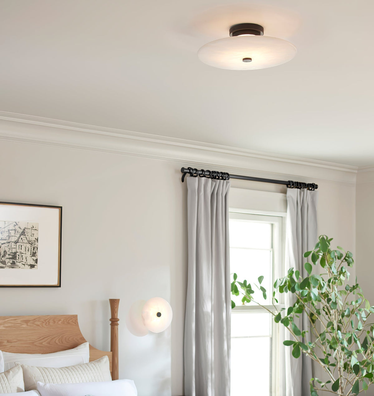 Alabaster-Deckenleuchte Messing & Schwarz LED Einbau-Wand- und Deckenbeleuchtung Modernes Design Rund Schlafzimmer | Sansoti