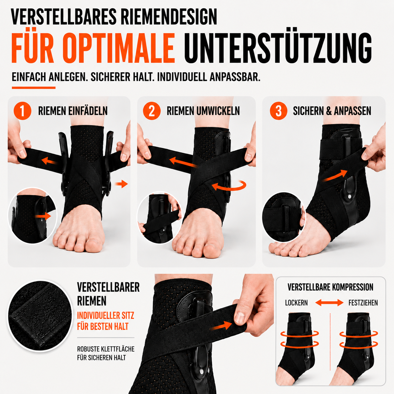 Chevillère réglable avec compression et maintien latéral pour le sport, la récupération, la stabilité et la prévention des blessures | Sansoti