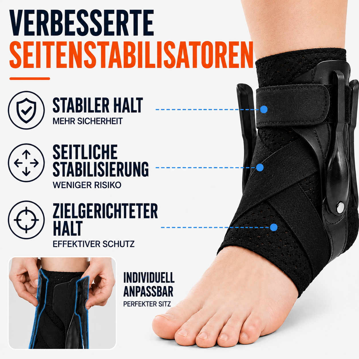 Chevillère réglable avec compression et maintien latéral pour le sport, la récupération, la stabilité et la prévention des blessures | Sansoti
