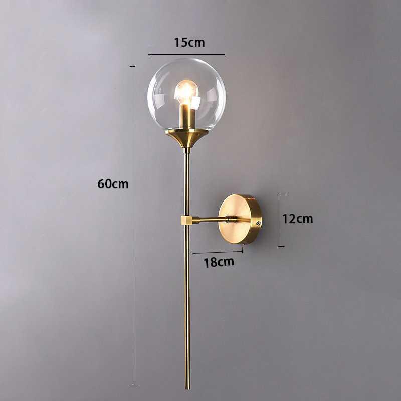 Moderne Wandlamp met Glazen Kap – Chroom of Gouden Afwerking – Scandinavische Stijl | Sansoti