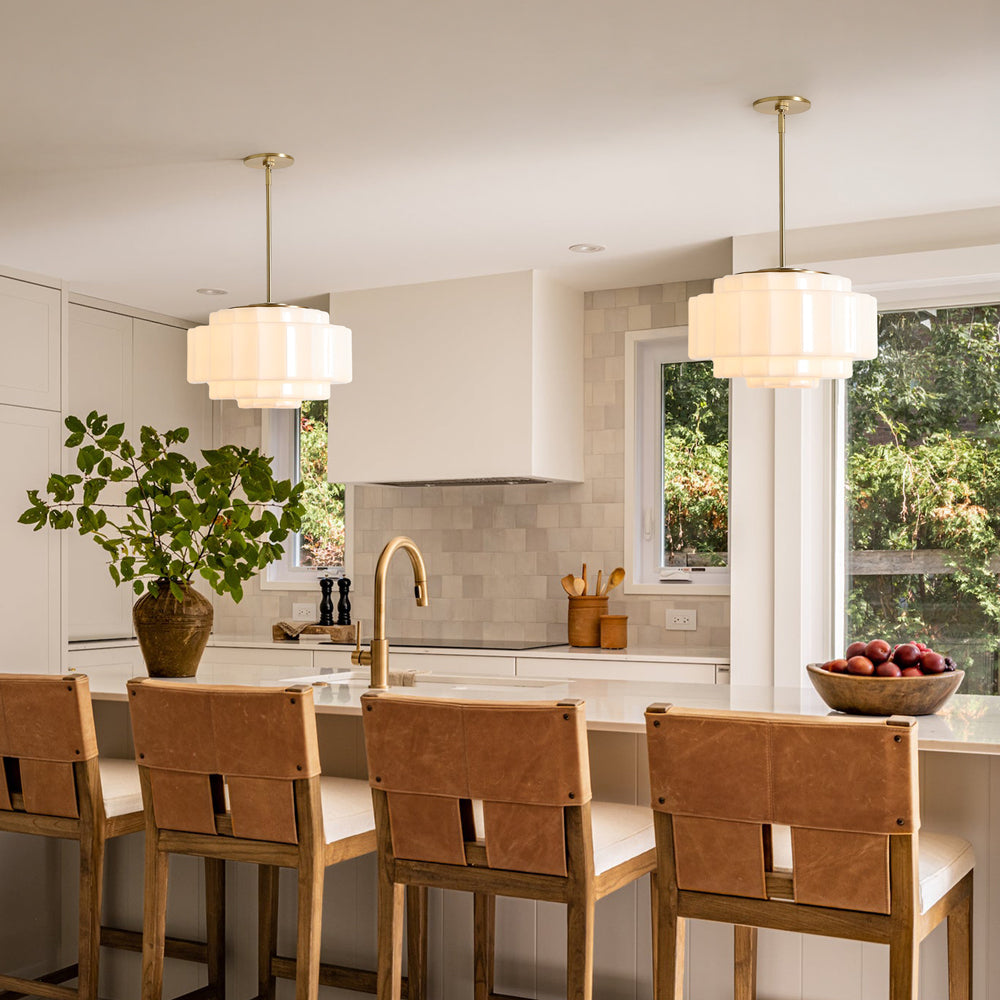 Gelaagde Opaalglas Hanglamp met Antiek Messing Antieke Nostalgische Vintage Verlichting Eetkamer Keukeneiland Entree | Sansoti