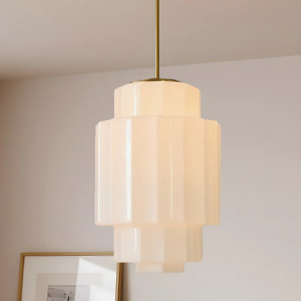 Gelaagde Opaalglas Hanglamp met Antiek Messing Antieke Nostalgische Vintage Verlichting Eetkamer Keukeneiland Entree | Sansoti