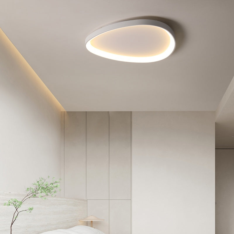 LED Deckenleuchte Oval Dimmbar Metall Schwarz Weiß Schlafzimmer Flur Wohnzimmer Moderne Deckenbeleuchtung Skandinavisches Design Aufbauleuchte | Restfield
