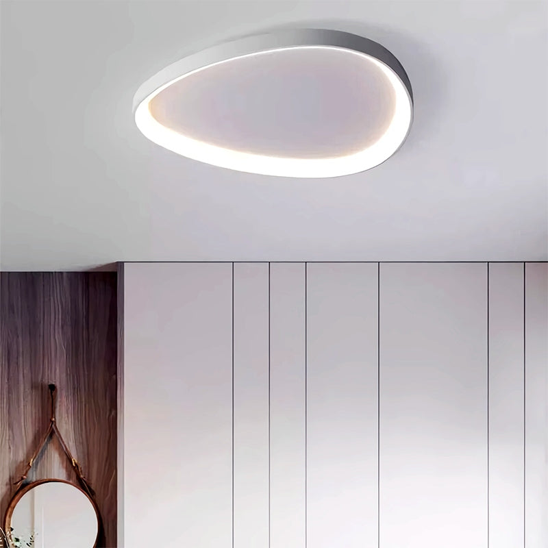 LED Deckenleuchte Oval Dimmbar Metall Schwarz Weiß Schlafzimmer Flur Wohnzimmer Moderne Deckenbeleuchtung Skandinavisches Design Aufbauleuchte | Restfield