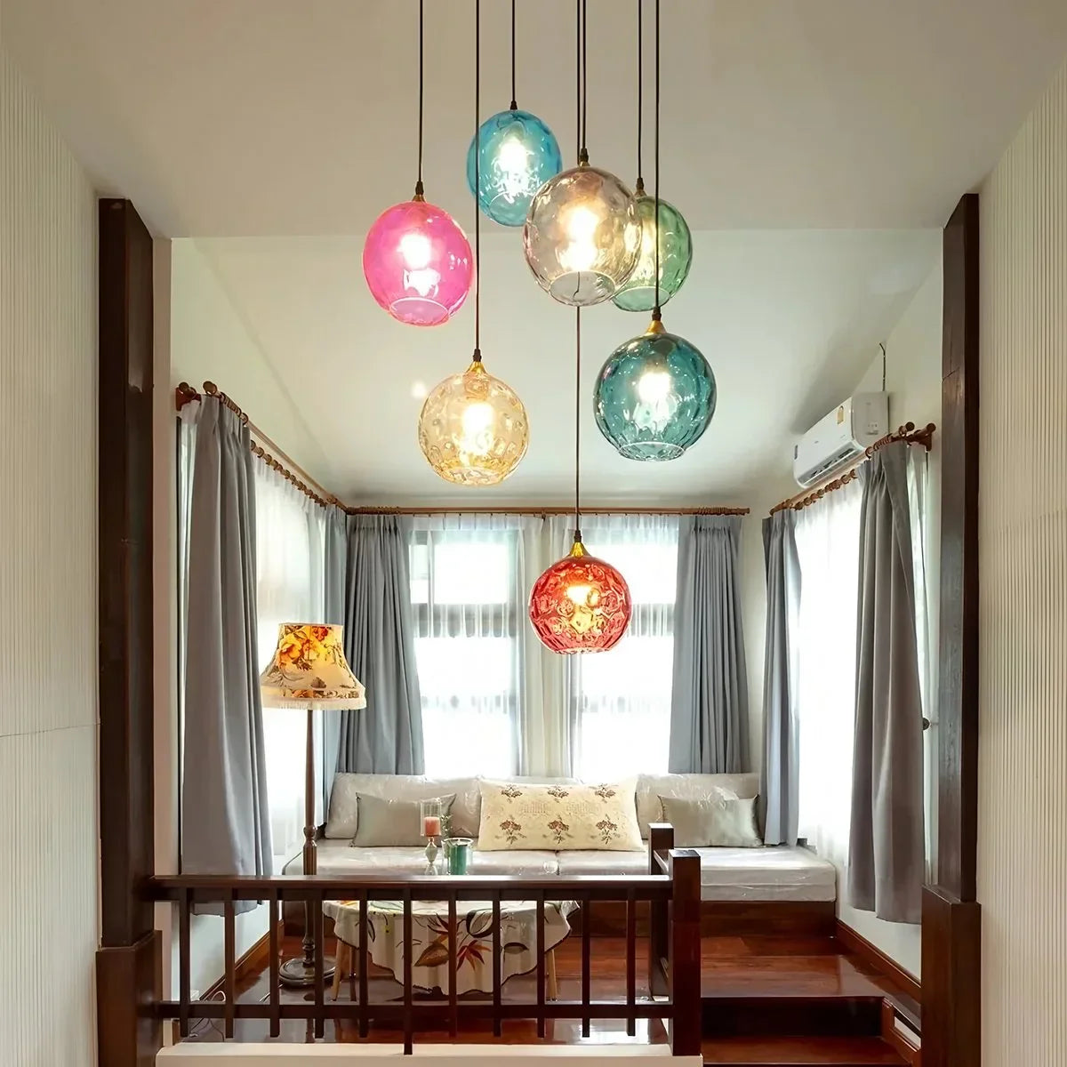 Suspension verre E26 20 cm gris table à manger salon chambre verre fumé lampe boule suspension éclairage d'ambiance | Restfield
