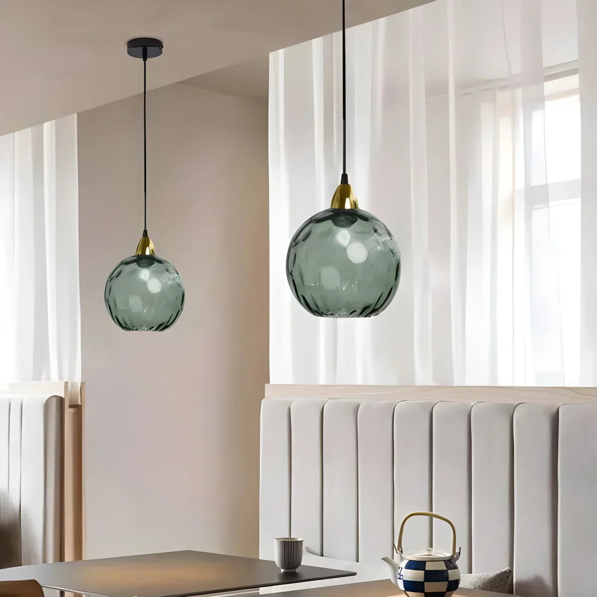 Suspension verre E26 20 cm gris table à manger salon chambre verre fumé lampe boule suspension éclairage d'ambiance | Restfield