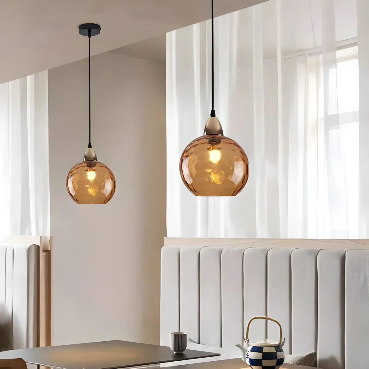 Suspension verre E26 20 cm gris table à manger salon chambre verre fumé lampe boule suspension éclairage d'ambiance | Restfield
