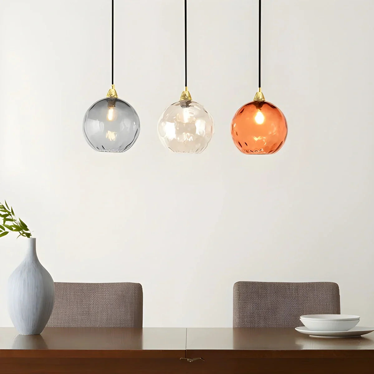 Suspension verre E26 20 cm gris table à manger salon chambre verre fumé lampe boule suspension éclairage d'ambiance | Restfield