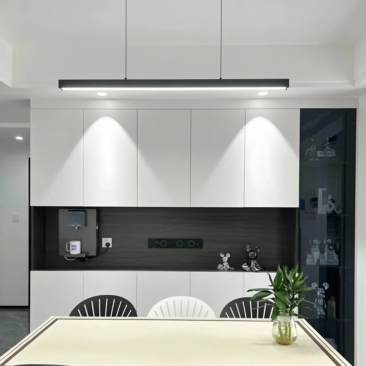 Lineare LED-Hängeleuchte Aluminium Schwarz Kochinsel Esstisch Büro Modern Deckenleuchte Minimalistische Hängeleuchte | Restfield