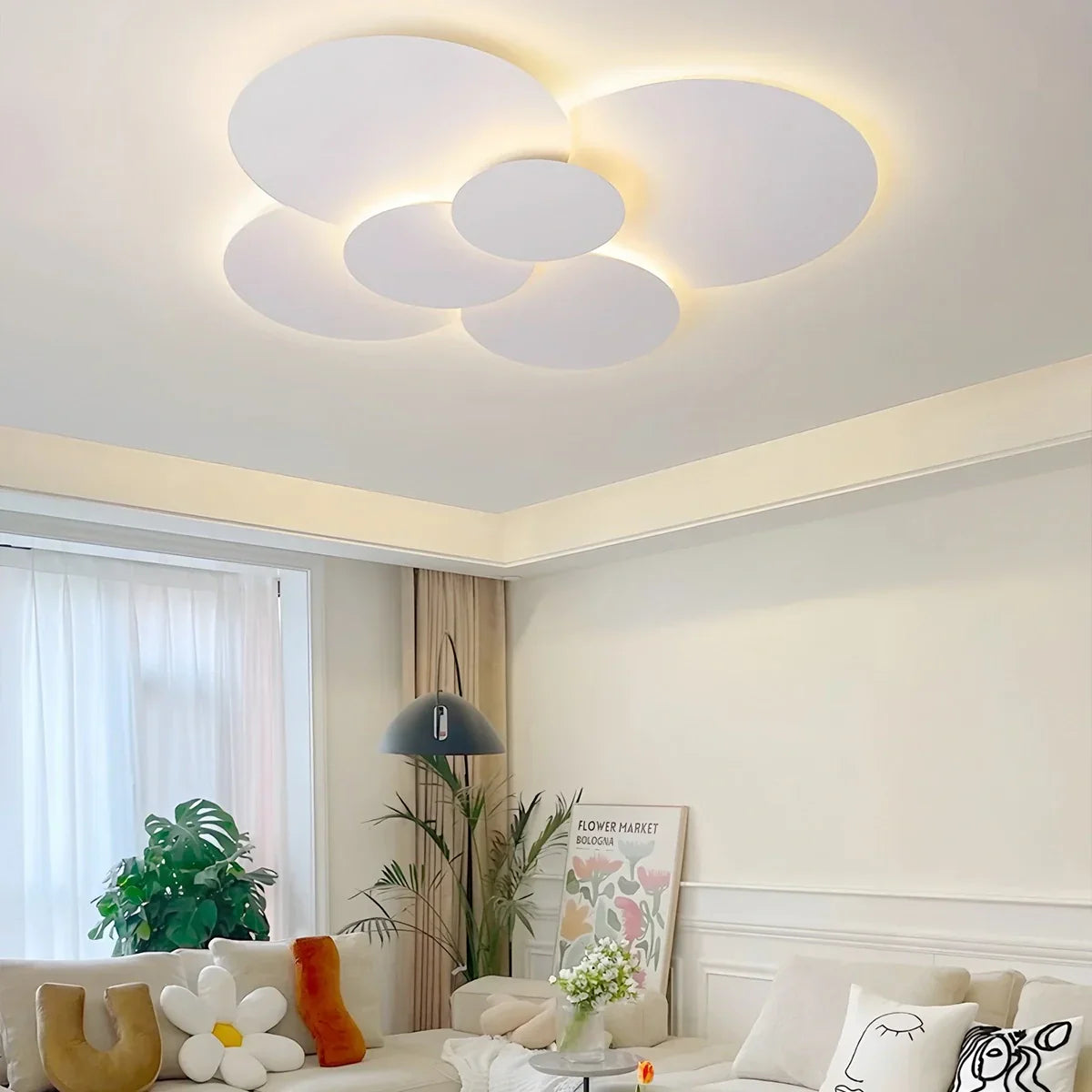 LED Deckenleuchte Verstellbare Scheiben Weiß Dimmbar Wohnzimmer Badezimmer Moderne Designlampe Deckenbeleuchtung mit Fernbedienung | Restfield