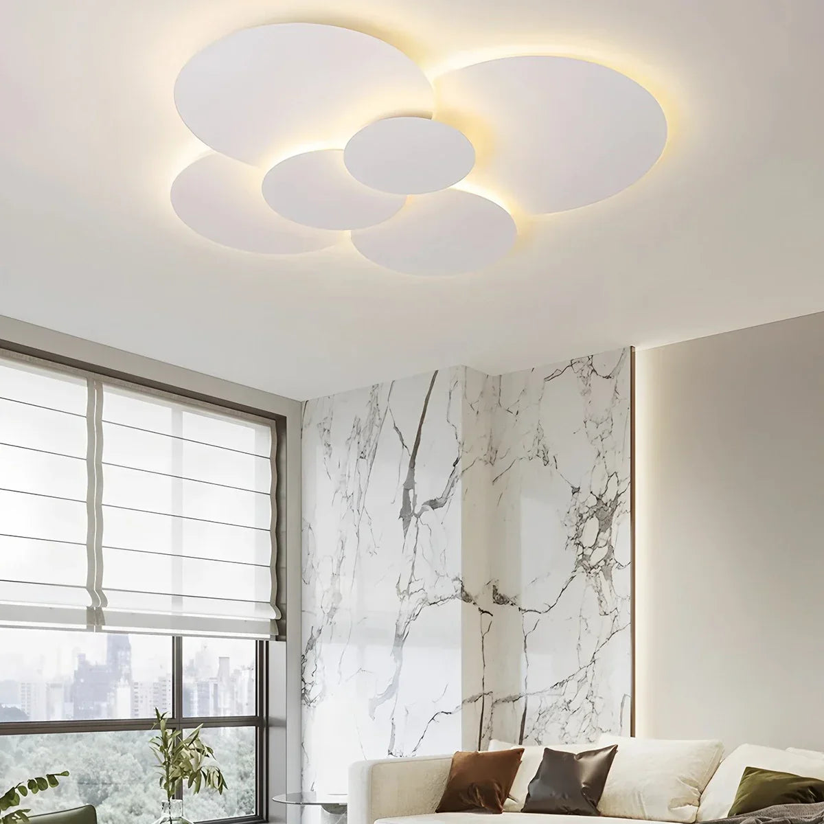 LED Deckenleuchte Verstellbare Scheiben Weiß Dimmbar Wohnzimmer Badezimmer Moderne Designlampe Deckenbeleuchtung mit Fernbedienung | Restfield