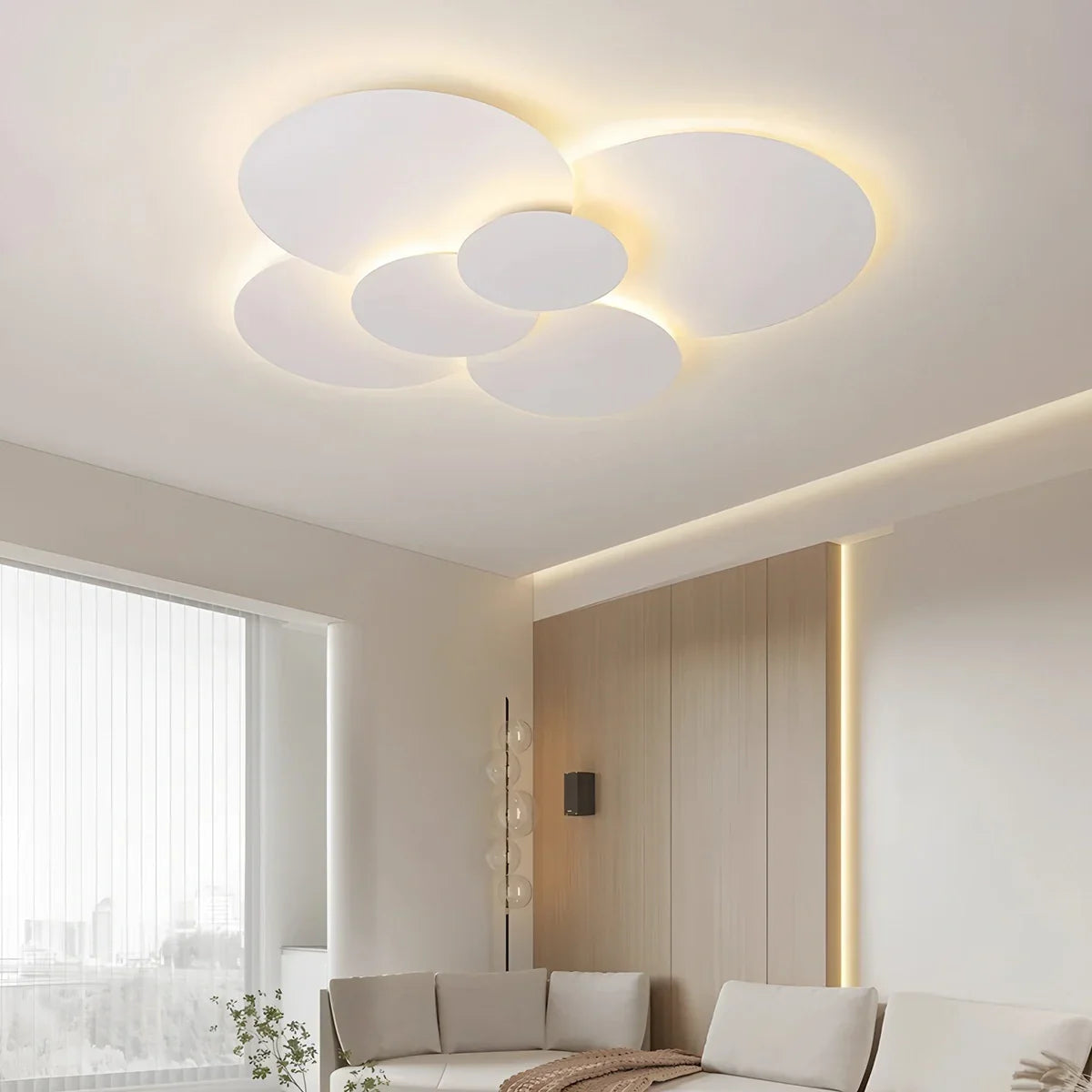 LED Deckenleuchte Verstellbare Scheiben Weiß Dimmbar Wohnzimmer Badezimmer Moderne Designlampe Deckenbeleuchtung mit Fernbedienung | Restfield