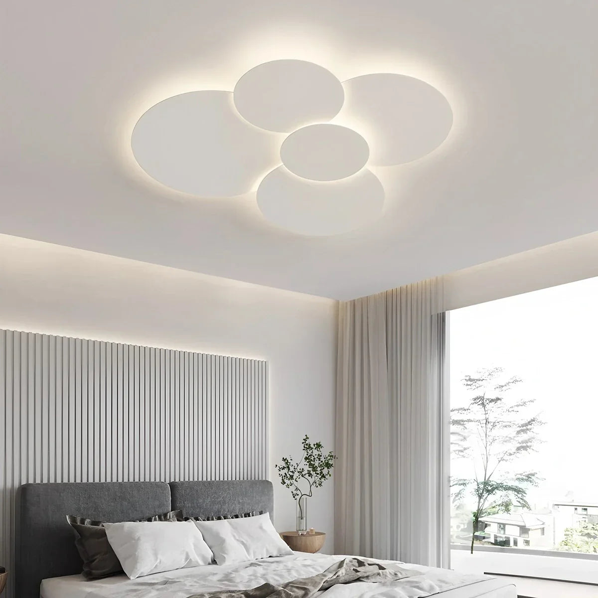 LED Deckenleuchte Verstellbare Scheiben Weiß Dimmbar Wohnzimmer Badezimmer Moderne Designlampe Deckenbeleuchtung mit Fernbedienung | Restfield