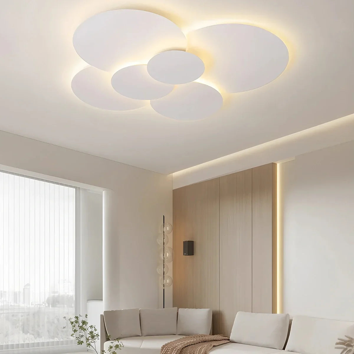 LED Deckenleuchte Verstellbare Scheiben Weiß Dimmbar Wohnzimmer Badezimmer Moderne Designlampe Deckenbeleuchtung mit Fernbedienung | Restfield