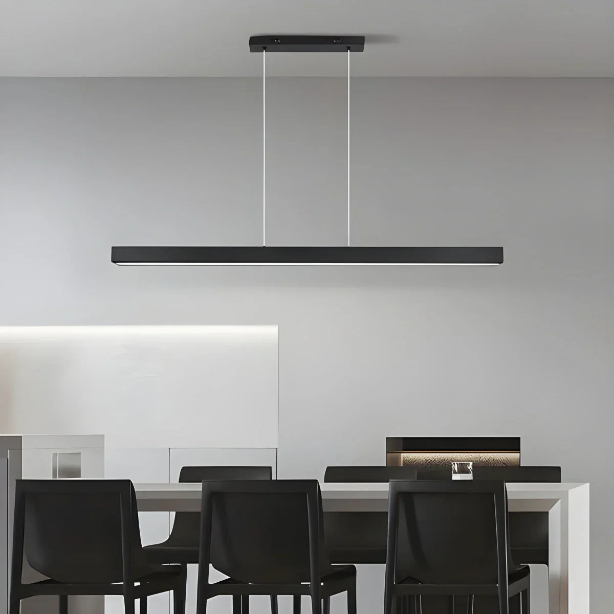Lineare LED-Hängeleuchte Aluminium Schwarz Kochinsel Esstisch Büro Modern Deckenleuchte Minimalistische Hängeleuchte | Restfield