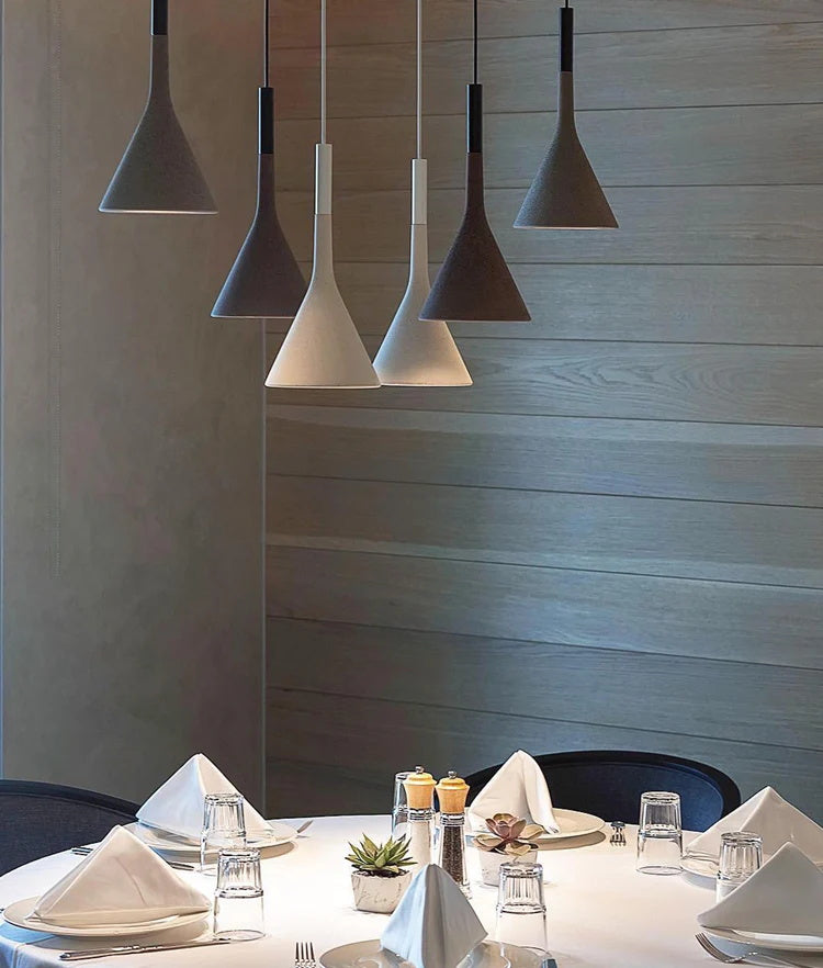 Betonnen Hanglamp Conisch Design Grijs Zwart Wit Rood Minimalistisch Eetkamer Woonkamer Slaapkamer Sfeervol E26 E27 Fitting | Sansoti