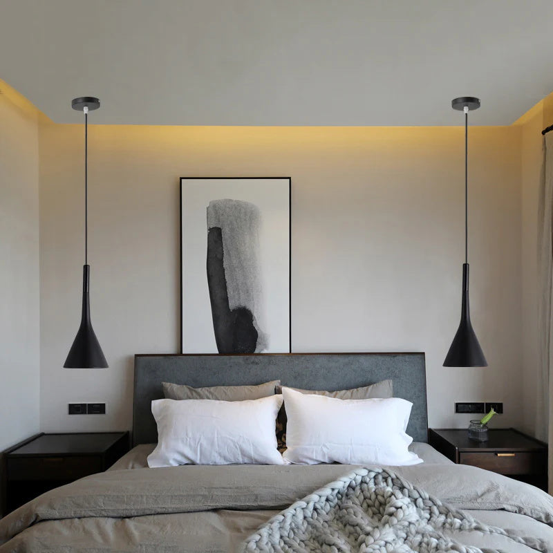 Betonnen Hanglamp Conisch Design Grijs Zwart Wit Rood Minimalistisch Eetkamer Woonkamer Slaapkamer Sfeervol E26 E27 Fitting | Sansoti