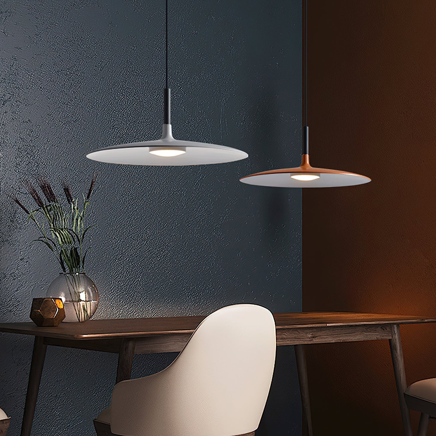 Hanglamp met Conische Kap – Resin Sculptural Pendant in Zes Kleuren, Geïntegreerde LED 3000K of Dimbaar, Moderne Lamp voor Eetkamer Keukeneiland | Sansoti