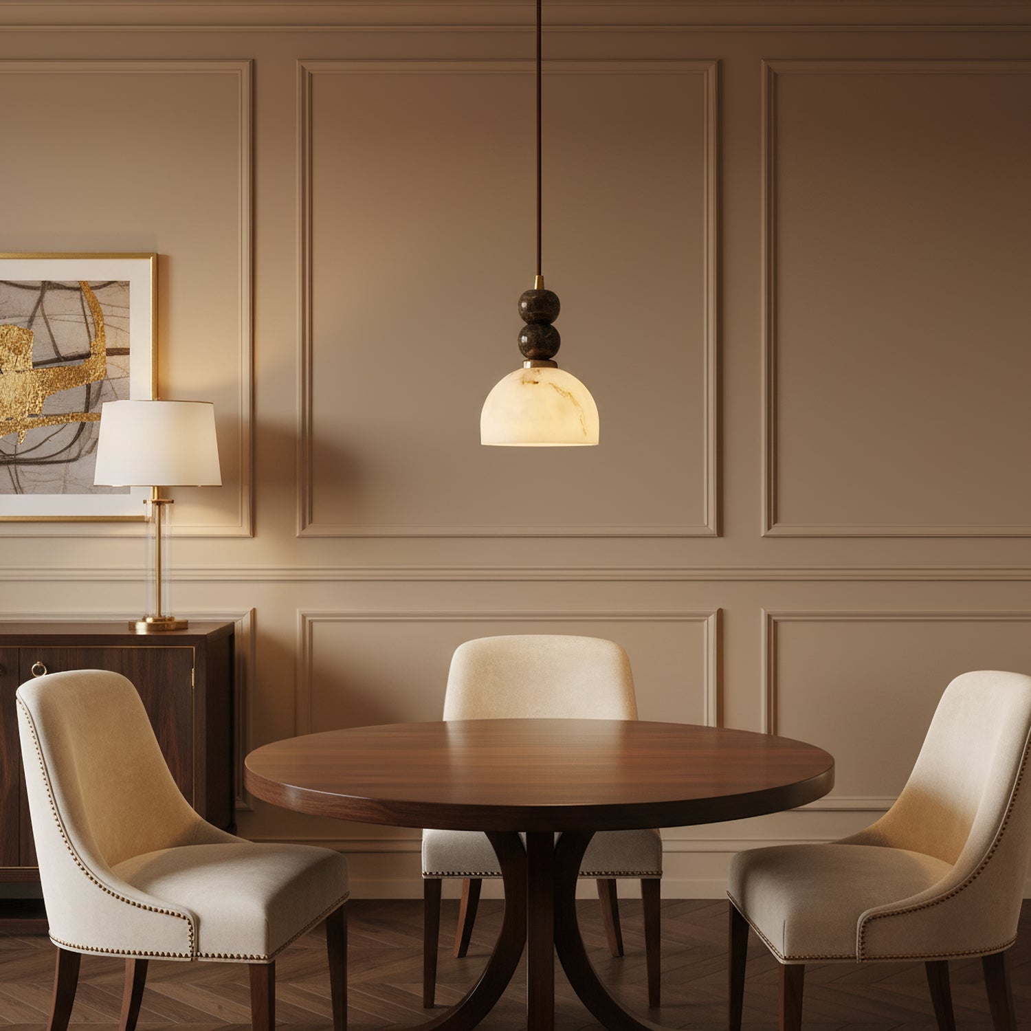 Hanglamp met Marmer en Imitatie Albast – Elegant Design met Zacht Licht | Sansoti