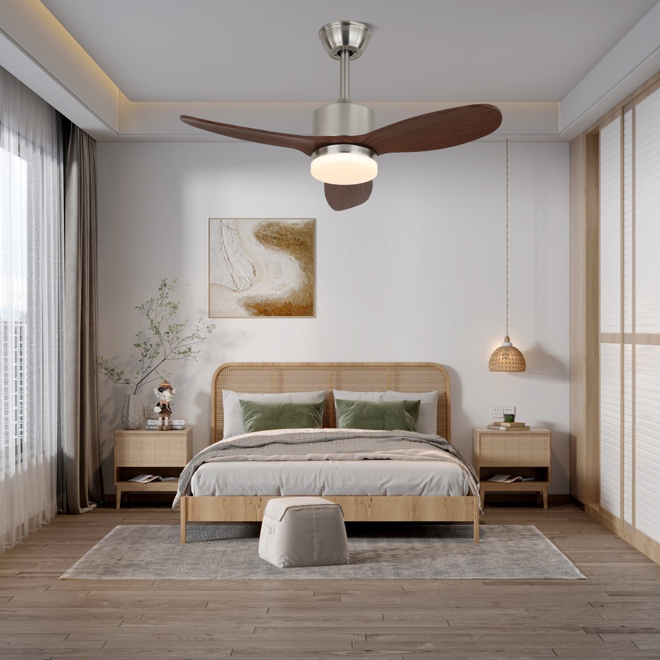 Plafondventilator met Verlichting 106cm of 132cm Design Modern 6-Snelheden Variabele Frequentie Motor voor Slaapkamer Woonkamer met Afstandsbediening | Sansoti
