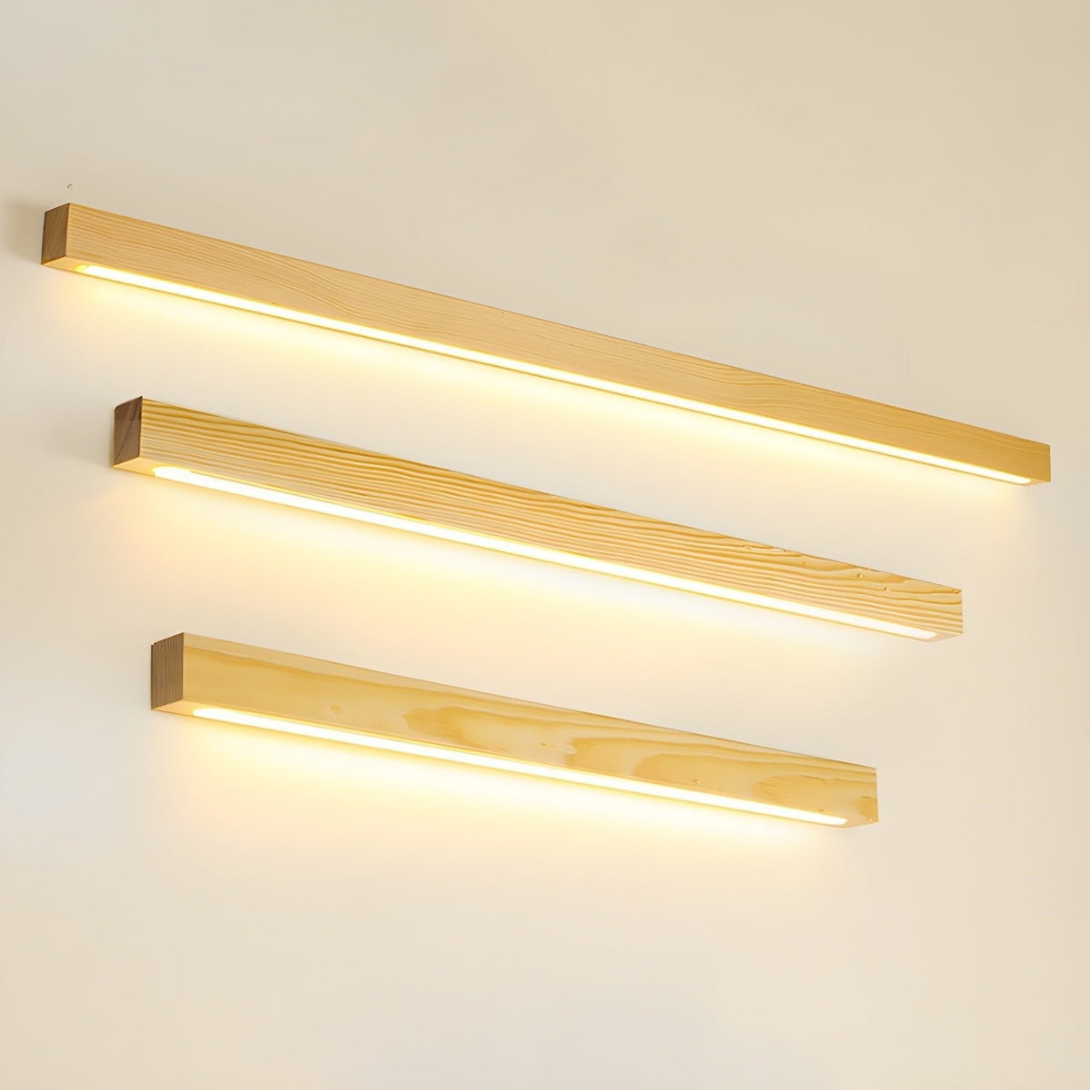 Wooden Wall Lamp Linear Design LED Lighting for Hallway Bedroom Modern Minimalist Scandinavian | Sansoti