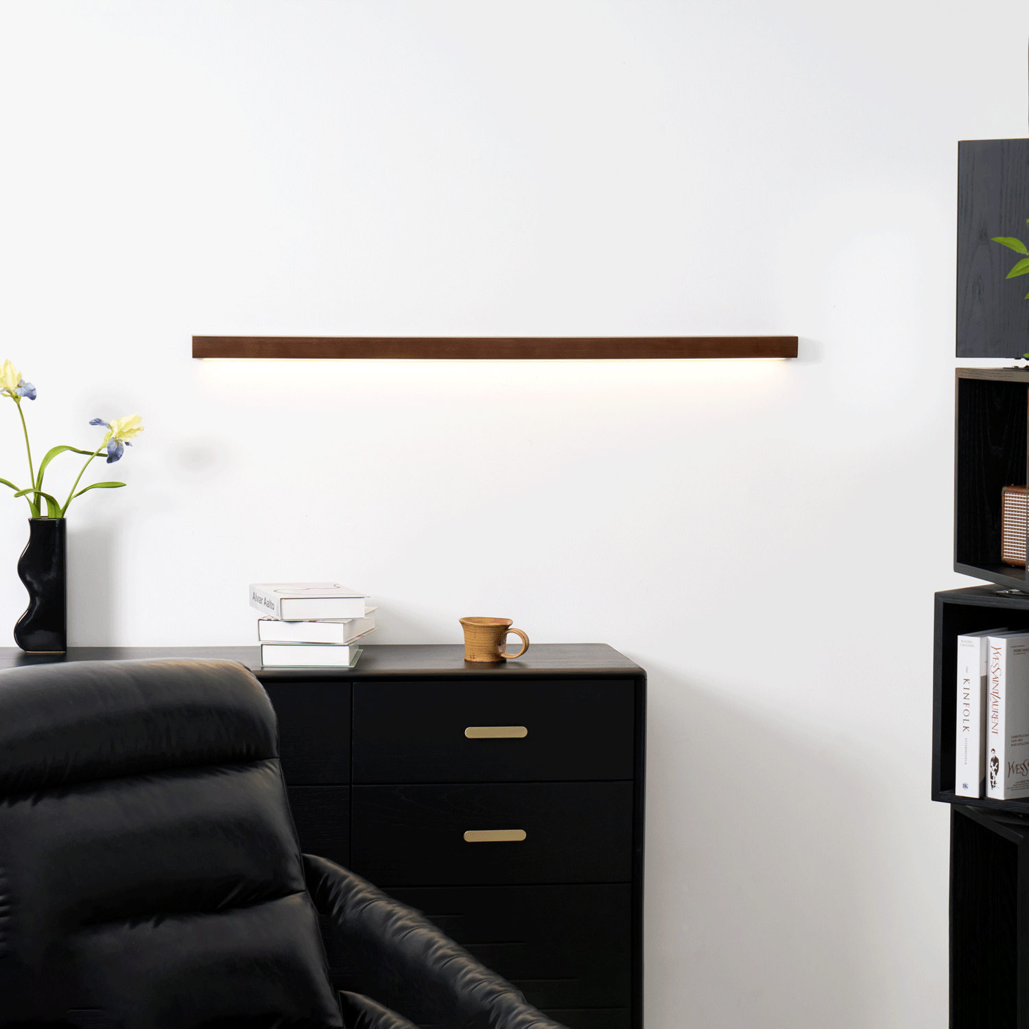 Wooden Wall Lamp Linear Design LED Lighting for Hallway Bedroom Modern Minimalist Scandinavian | Sansoti