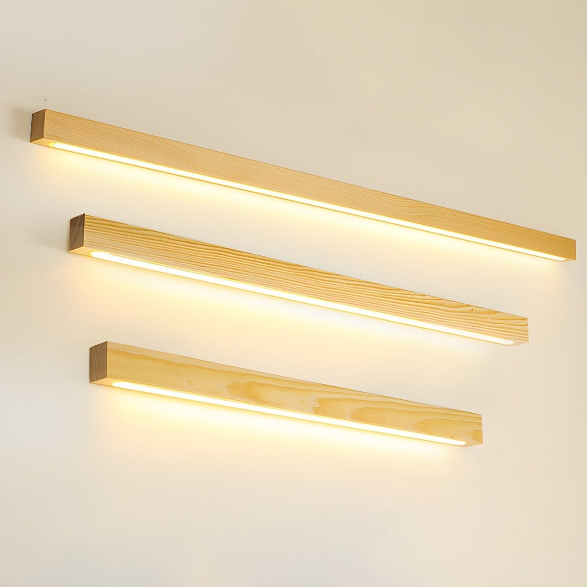 Wooden Wall Lamp Linear Design LED Lighting for Hallway Bedroom Modern Minimalist Scandinavian | Sansoti