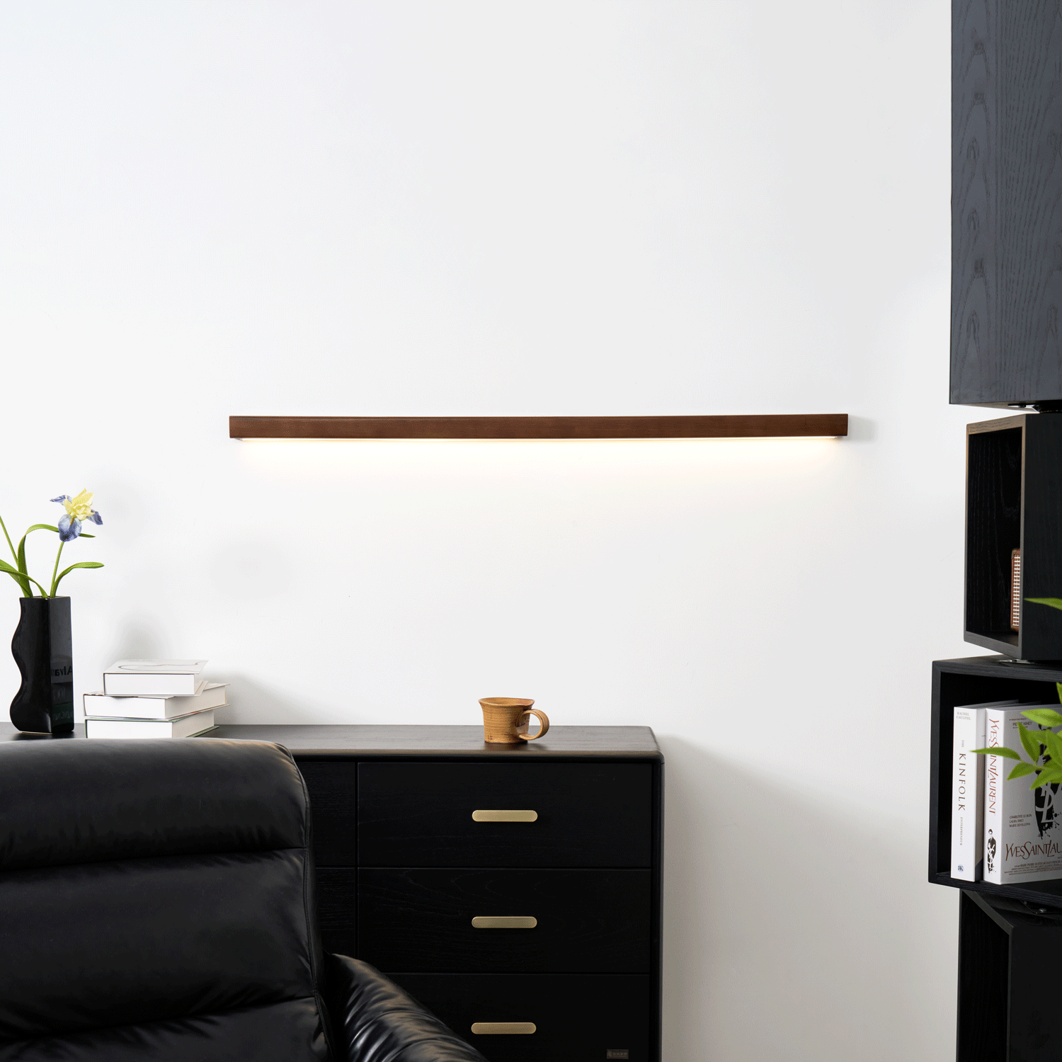 Wooden Wall Lamp Linear Design LED Lighting for Hallway Bedroom Modern Minimalist Scandinavian | Sansoti