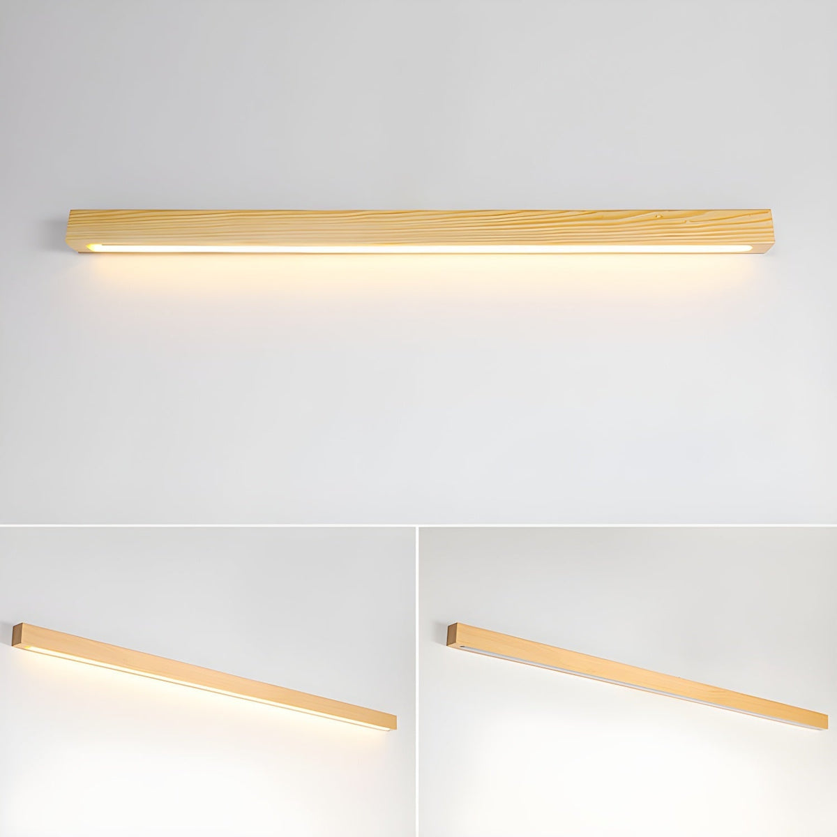 Wooden Wall Lamp Linear Design LED Lighting for Hallway Bedroom Modern Minimalist Scandinavian | Sansoti