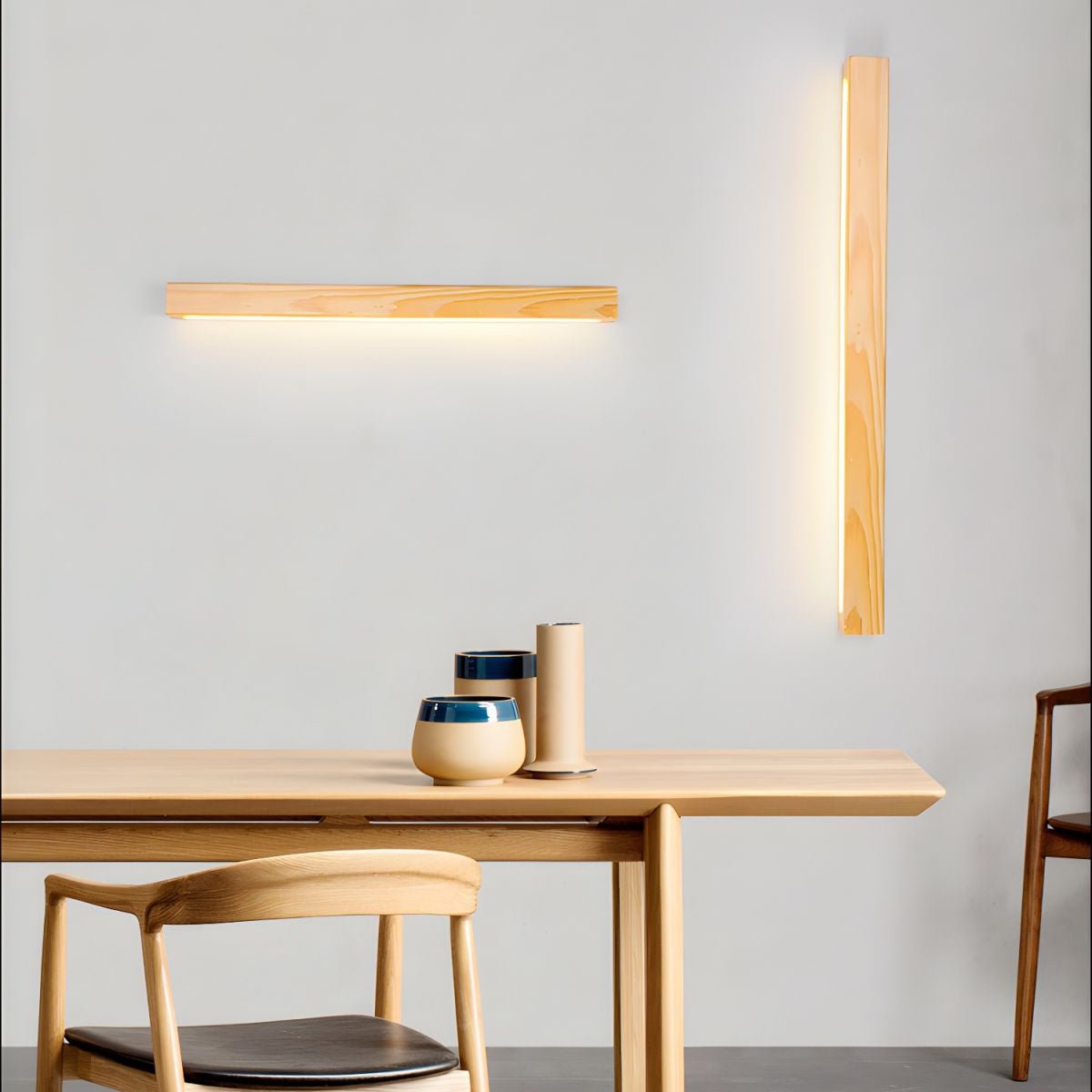 Wooden Wall Lamp Linear Design LED Lighting for Hallway Bedroom Modern Minimalist Scandinavian | Sansoti