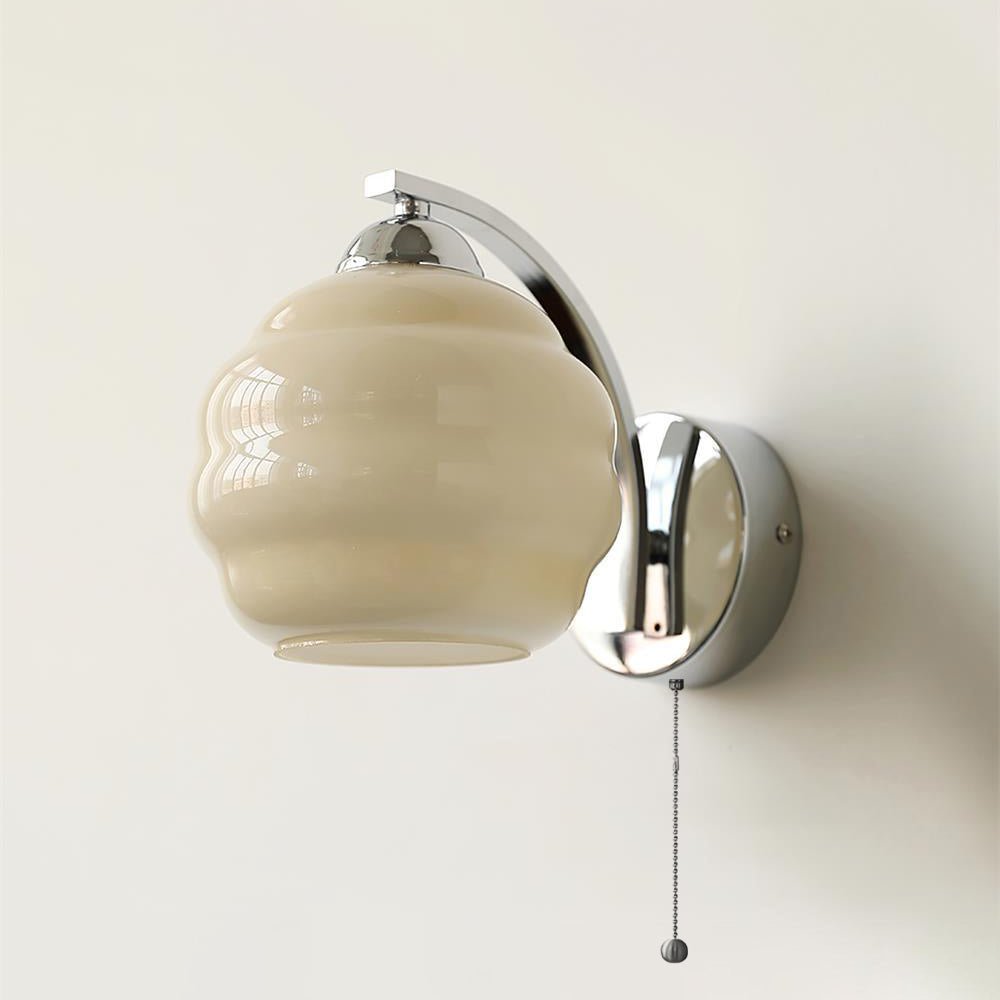 Art Deco Wandlamp met Gebogen Glazen Kap Vintage Stijl | Sansoti