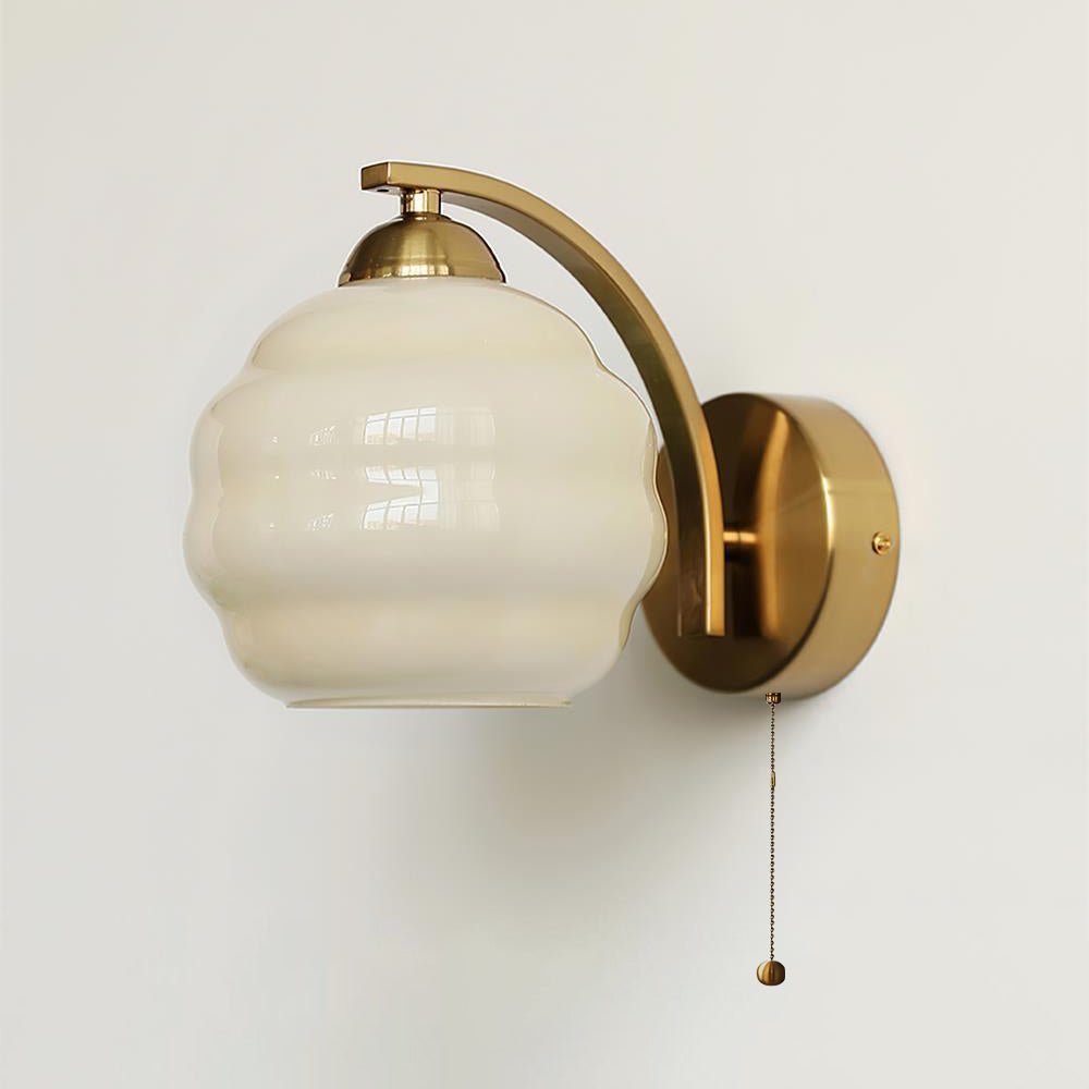 Art Deco Wandlamp met Gebogen Glazen Kap Vintage Stijl | Sansoti