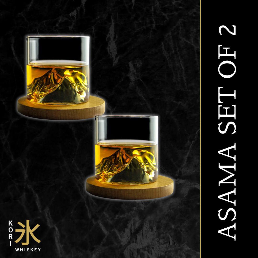 Whiskeyglas Set met Berg Reliëf 200ml Glas in Houten Doos Japans Design Premium Geschenkset voor Whisky Liefhebbers Berglandschap Detail Luxe Drinkglas Collectors Item | Sansoti
