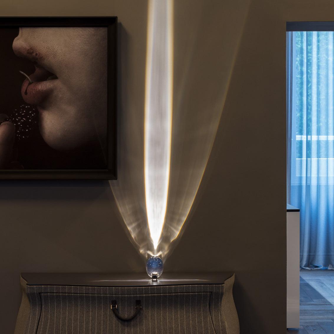Marsman tafellamp LED kristalglas chroom binnen sfeerverlichting designlamp projectie lamp modern interieur nachtkastje dressoir verlichting | Sansoti