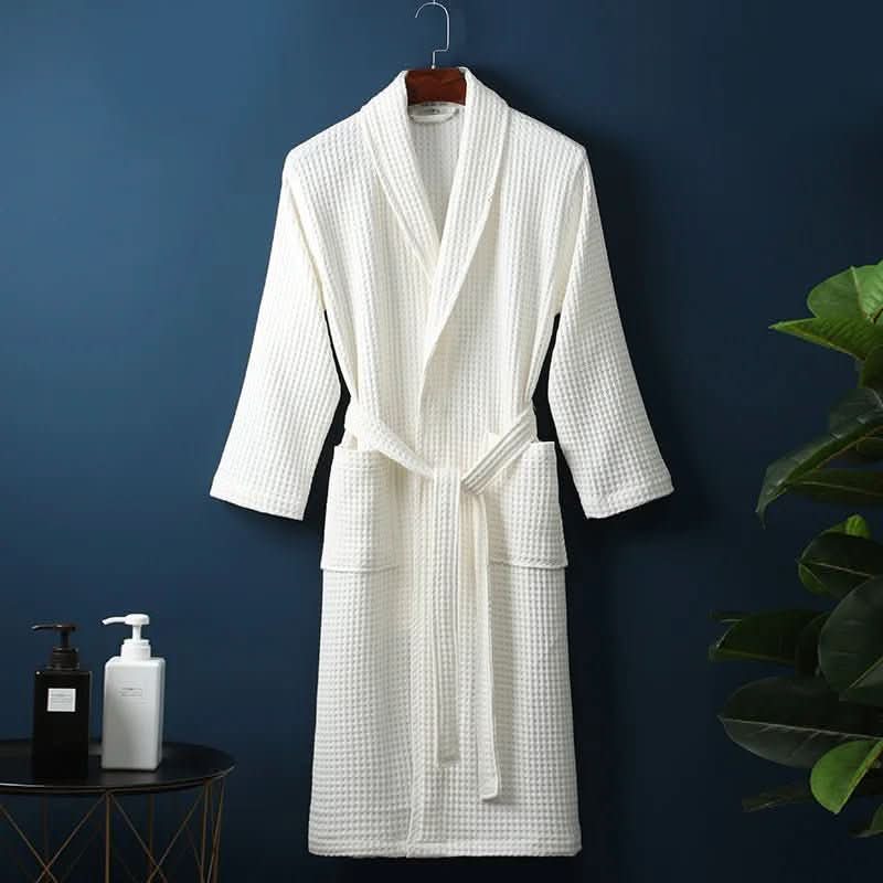 Peignoir gaufré unisexe léger, peignoir de spa du matin en éponge absorbante pour la maison et le bien-être | Sansoti