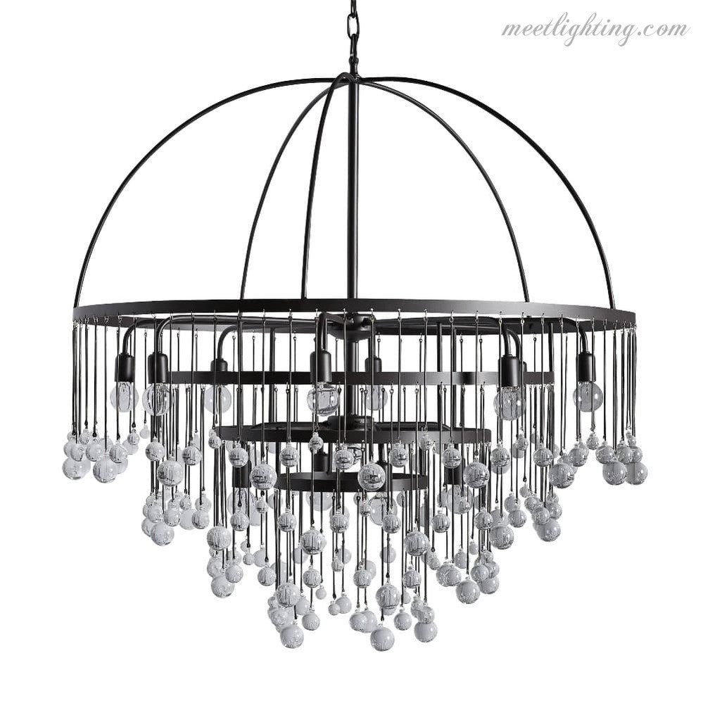 Viertrapskroonluchter met Kristallen 95cm Zwart Brons Messing Zilver Hanglamp Plafondverlichting Woonkamer | Sansoti