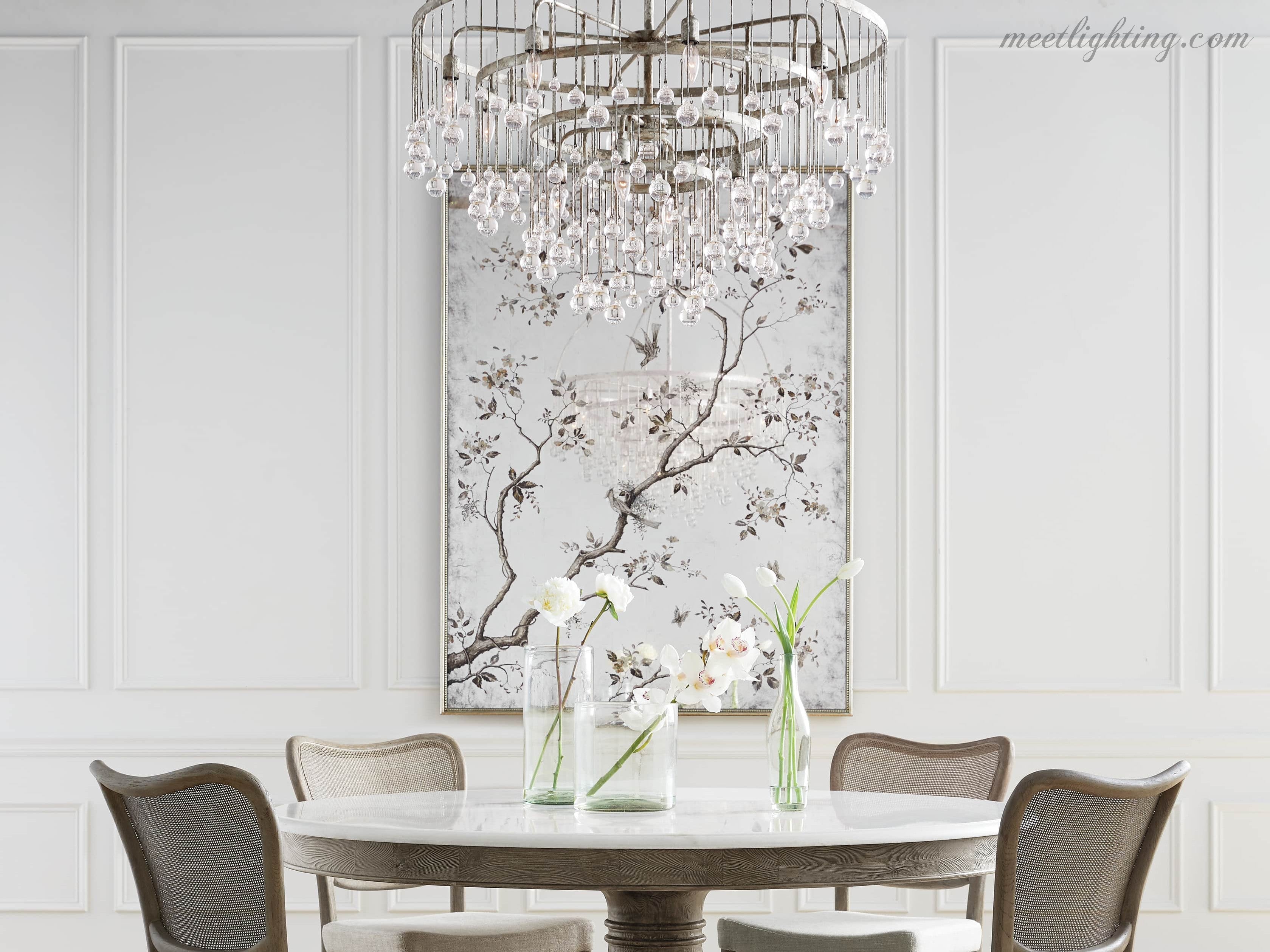 Viertrapskroonluchter met Kristallen 95cm Zwart Brons Messing Zilver Hanglamp Plafondverlichting Woonkamer | Sansoti