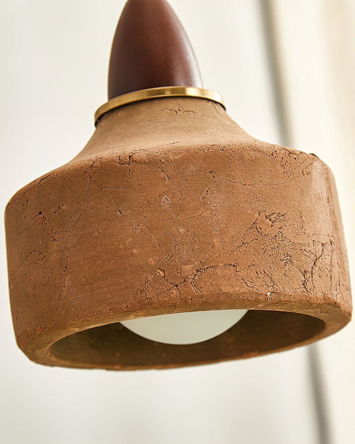 Hanglamp Keramiek Hout Terracotta Walnut Plafondverlichting G9 Fitting Scandinavisch Design Eetkamer | Sansoti