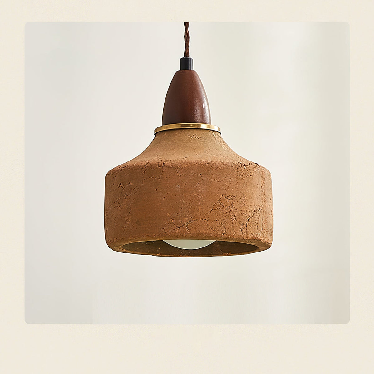 Hanglamp Keramiek Hout Terracotta Walnut Plafondverlichting G9 Fitting Scandinavisch Design Eetkamer | Sansoti