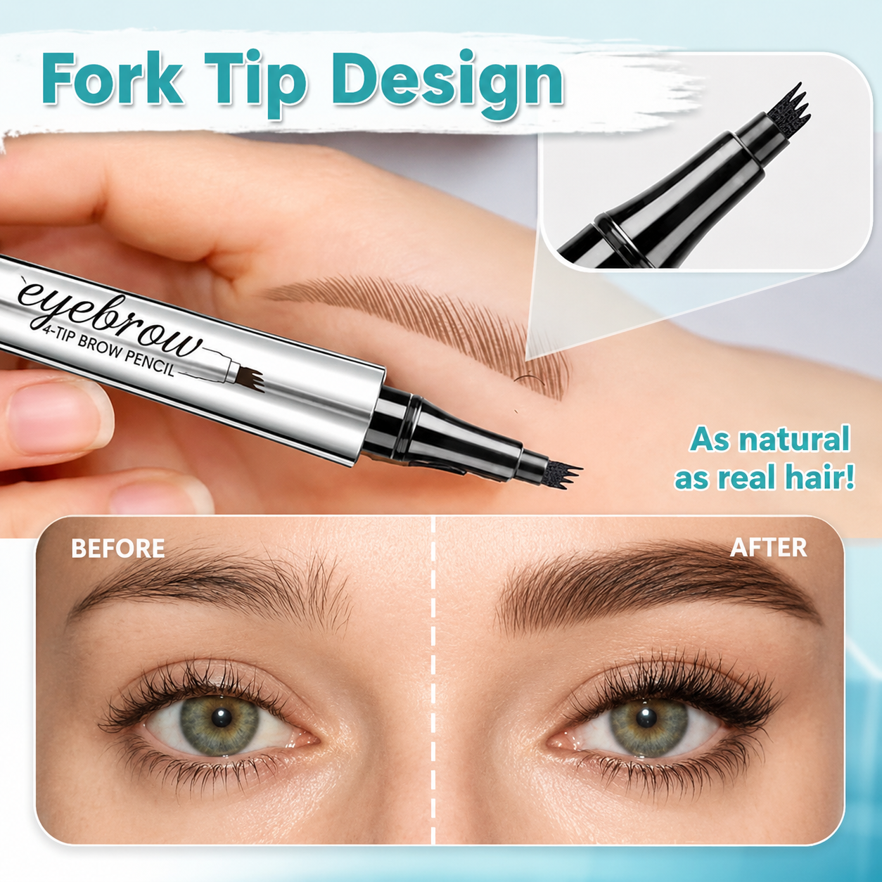 Wenkbrauwpotlood met 4 Punten Waterdichte Microblading Styling Pen voor Natuurlijke Haarlook Duurzaam tot 36 Uur Langdurig | Sansoti