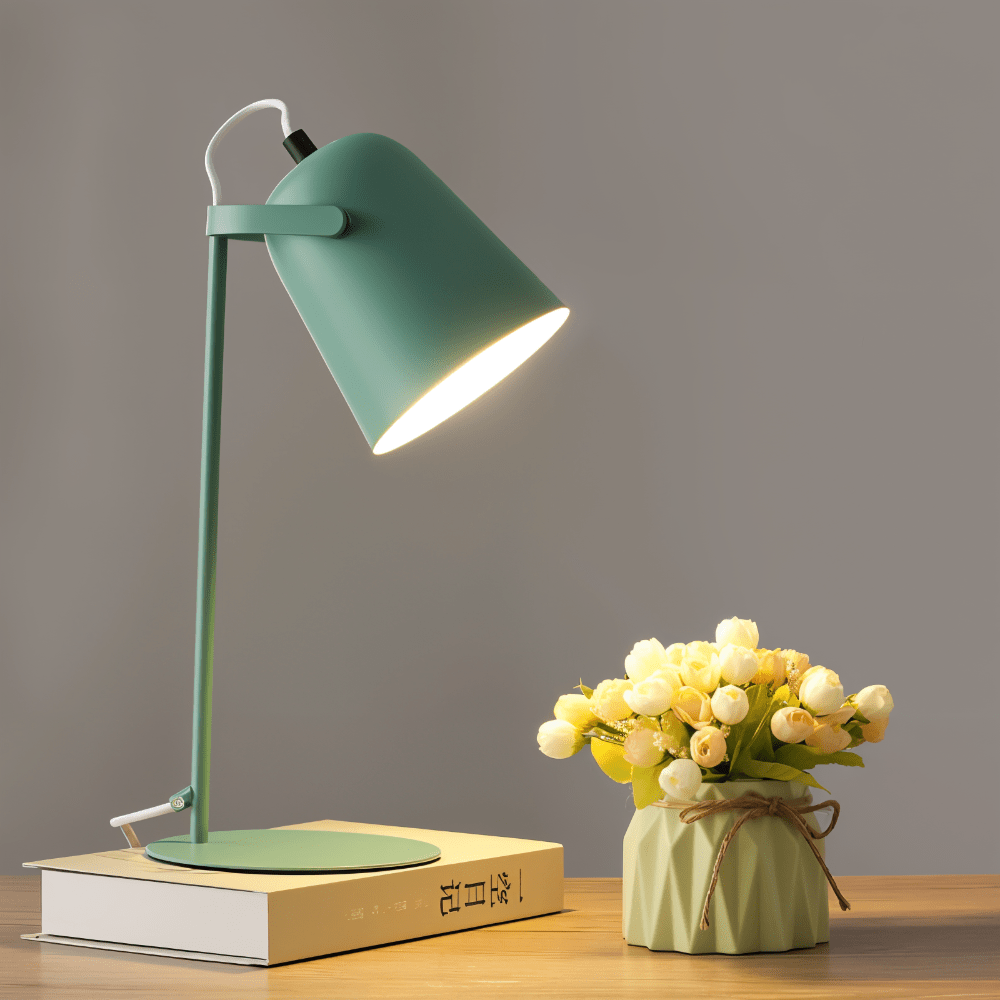Lampe de table LED pivotante E27 avec abat-jour réglable, éclairage doux, couleurs macaron, pour lire et étudier | Sansoti