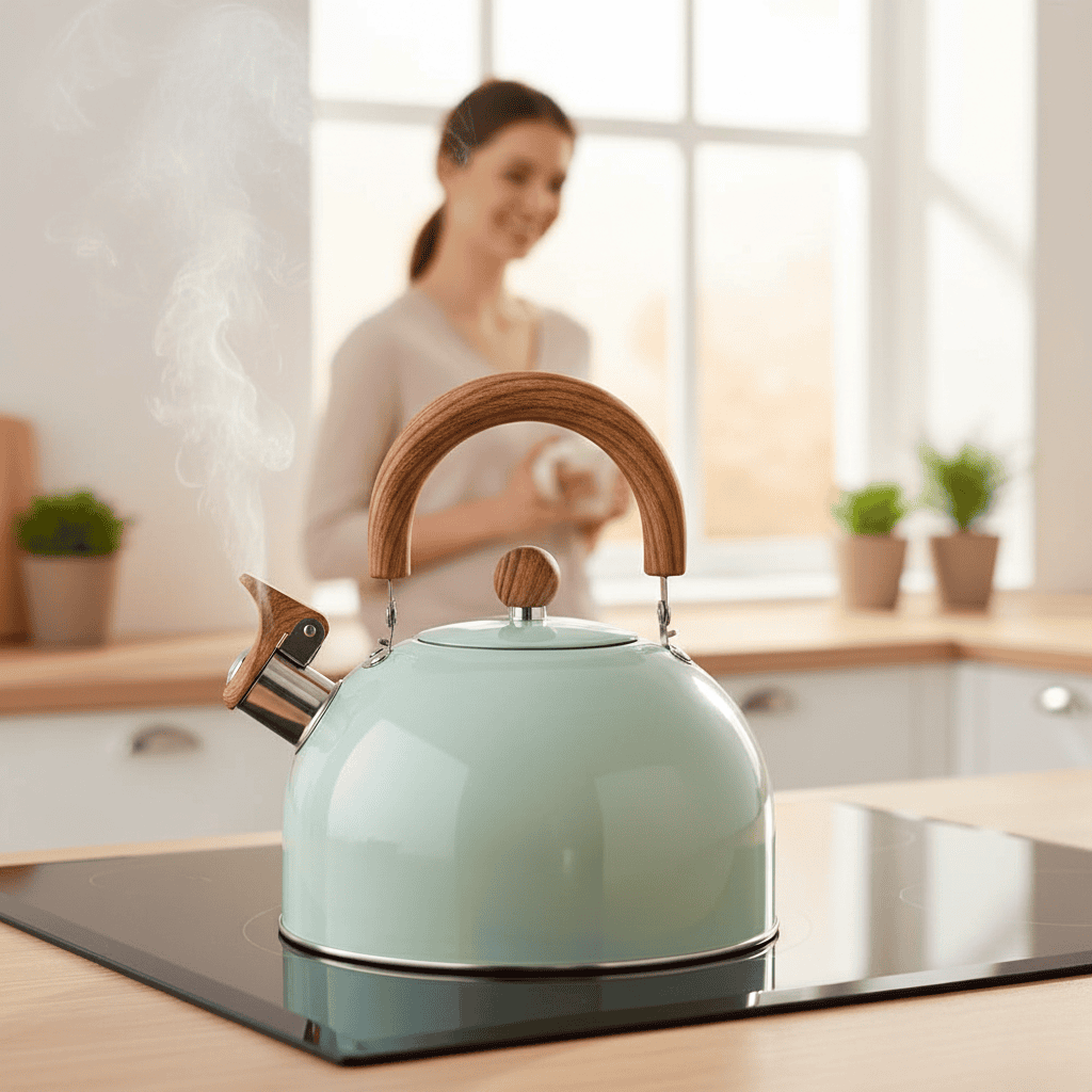 Edelstahl-Flötenkessel 2.5L Für Induktion geeignet Ergonomischer Griff Hitzebeständig Stilvolles Design Wasserkessel | Sansoti