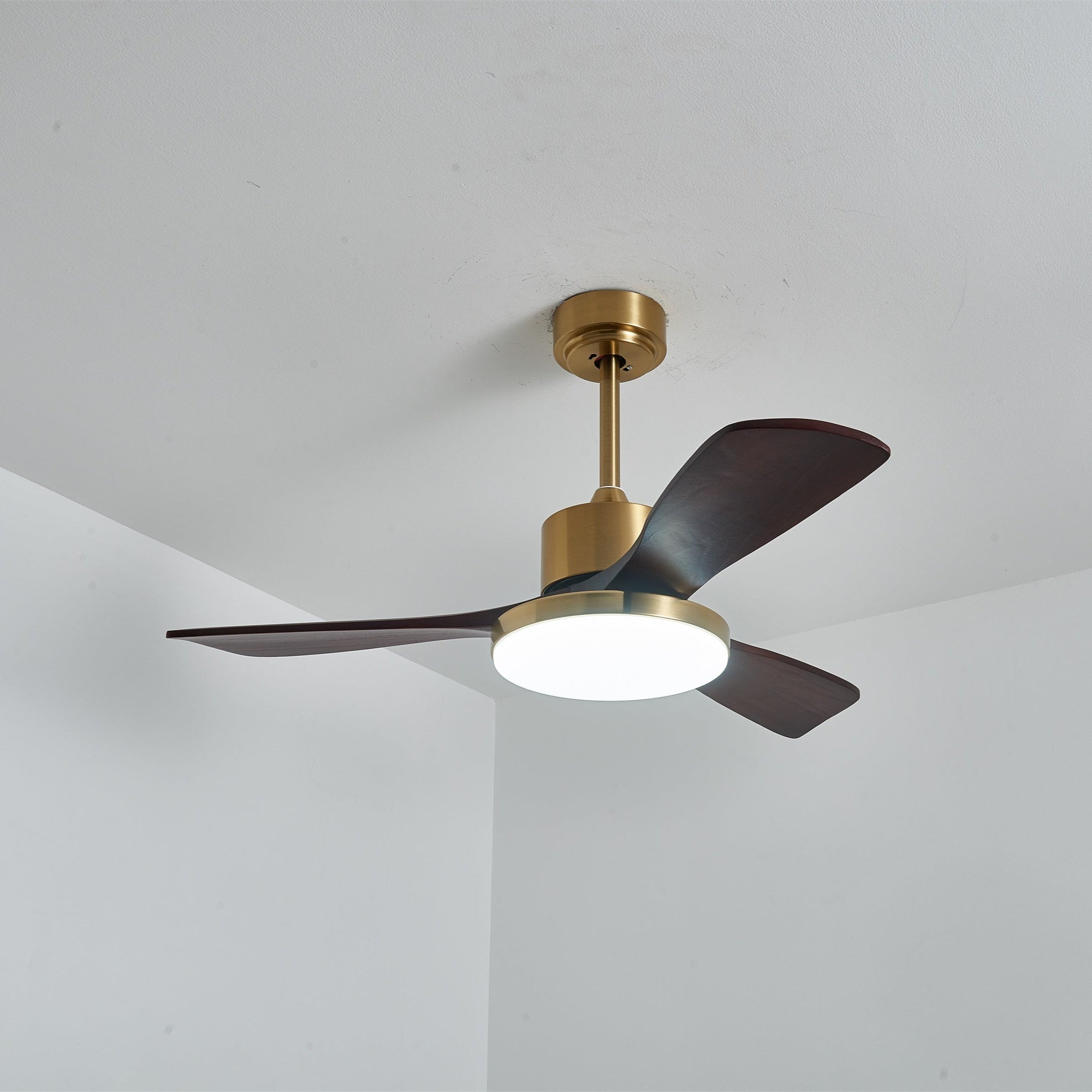Moderne Plafondventilator met Verlichting – Houten Bladen & Afstandsbediening | Sansoti