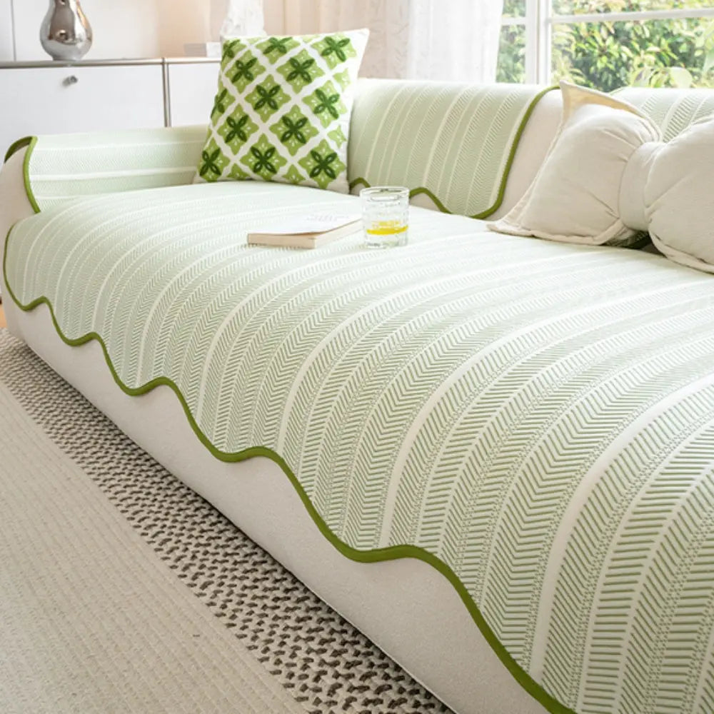 Herringbone Bankhoes met Scallop Rand – Beschermhoes voor Alle Seizoenen – Microvezel | Sansoti